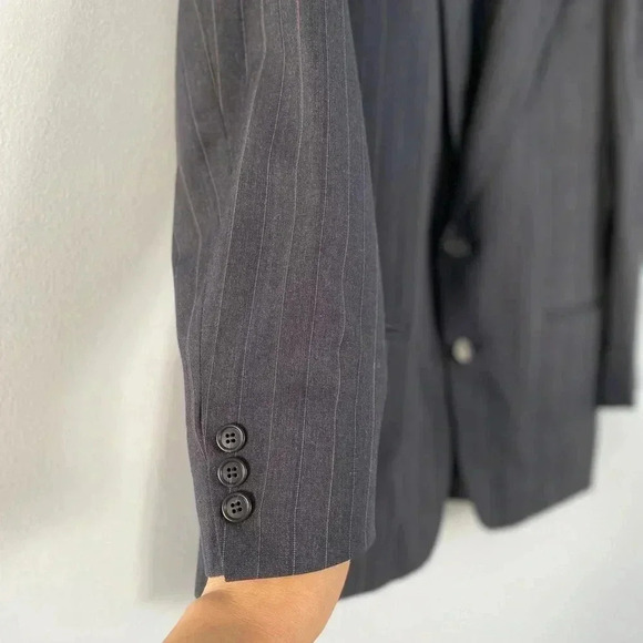 Valentino Uomo 100% Virgin Wool Preppy Pinstripe Blue Blazer Sz 39S Medium Acade - Picture 3 of 16
